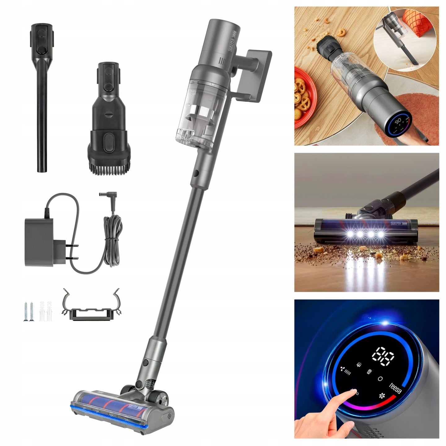 Odkurzacz bezprzewodowy pionowy 2w1 Teesa SWEEPER 9000 podświetlenie LCD(Odkurzacz bezprzewodowy pionowy 2w1 Teesa SWEEPER 9000 podświetlenie LCD/150 W)