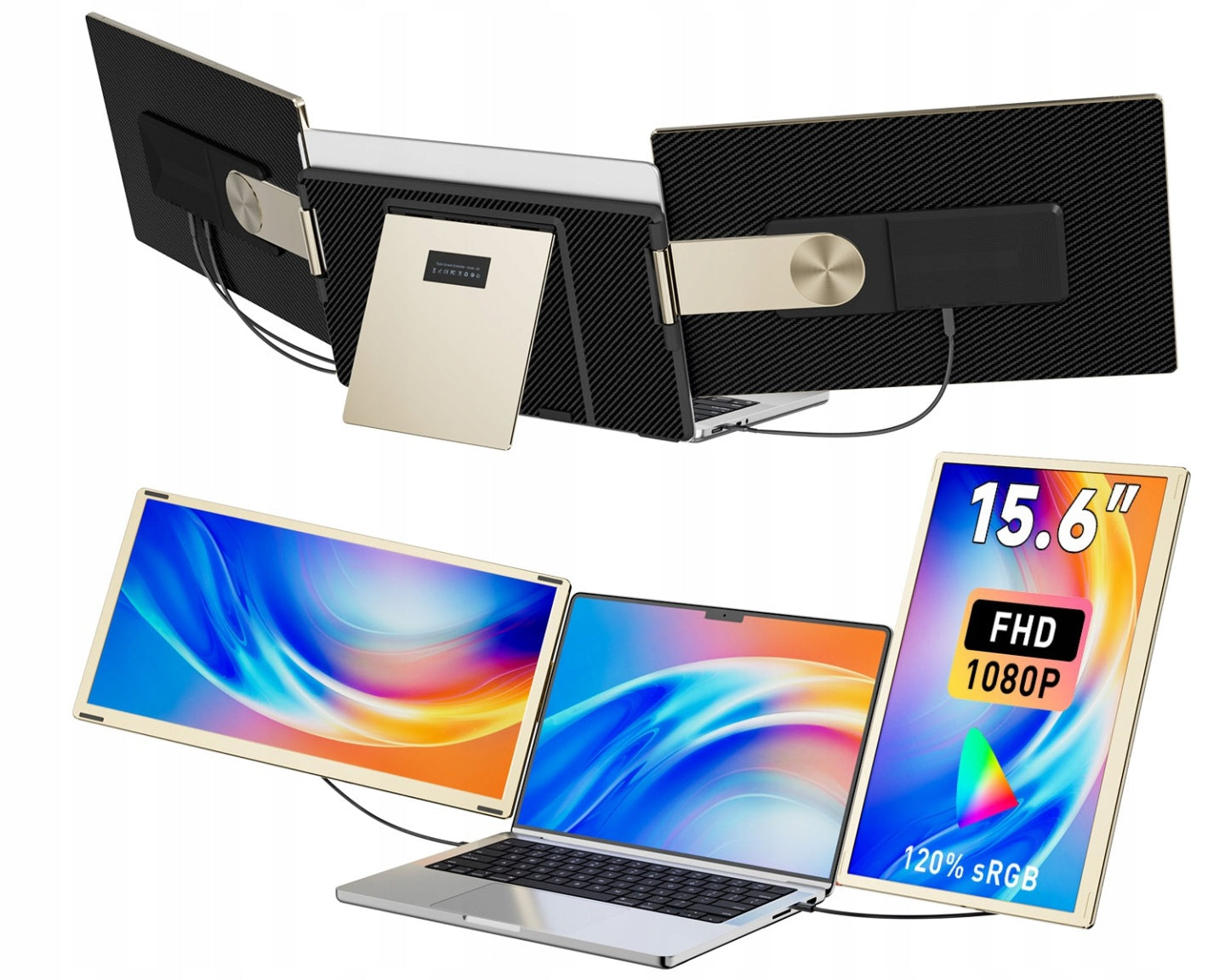 Przenośny monitor S6 do laptopa 15,6 z potrójnym ekranem FHD do Windows i Mac