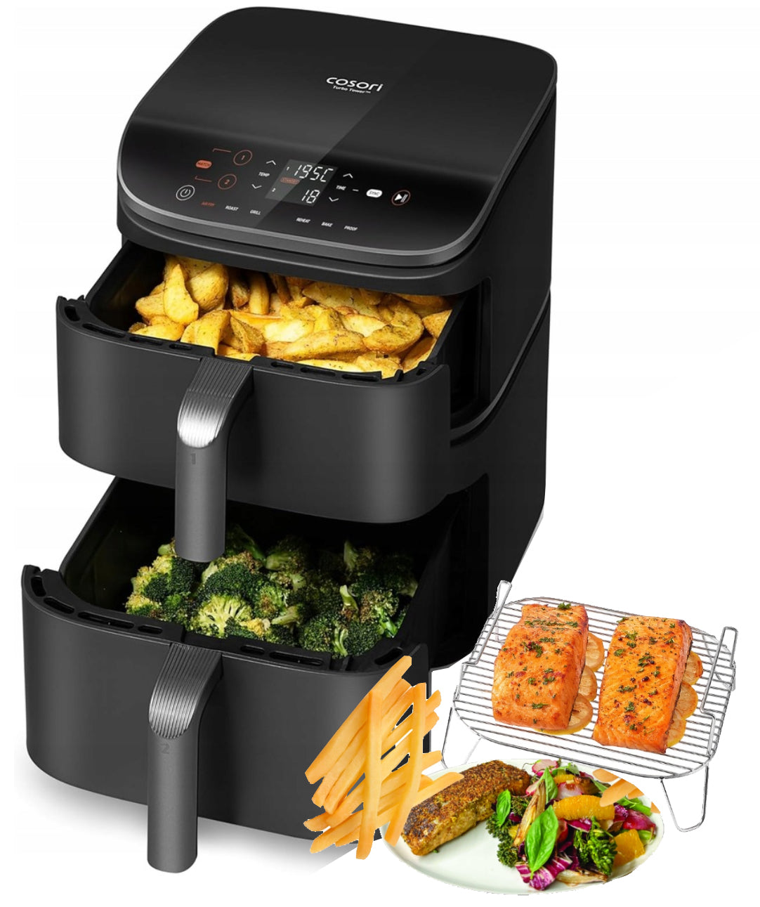 FRYTKOWNICA BEZTŁUSZCZOWA AIR FRYER COSORI TURBO TOWER CAF-DC111-ADE +RUSZT
