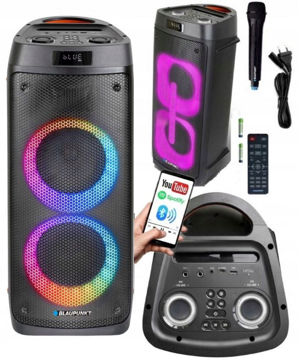 Blaupunkt KOLUMNA AKTYWNA PARTYBOX BLAUPUNKT DISCO LED KARAOKE AUX USB BT FM + PILOT