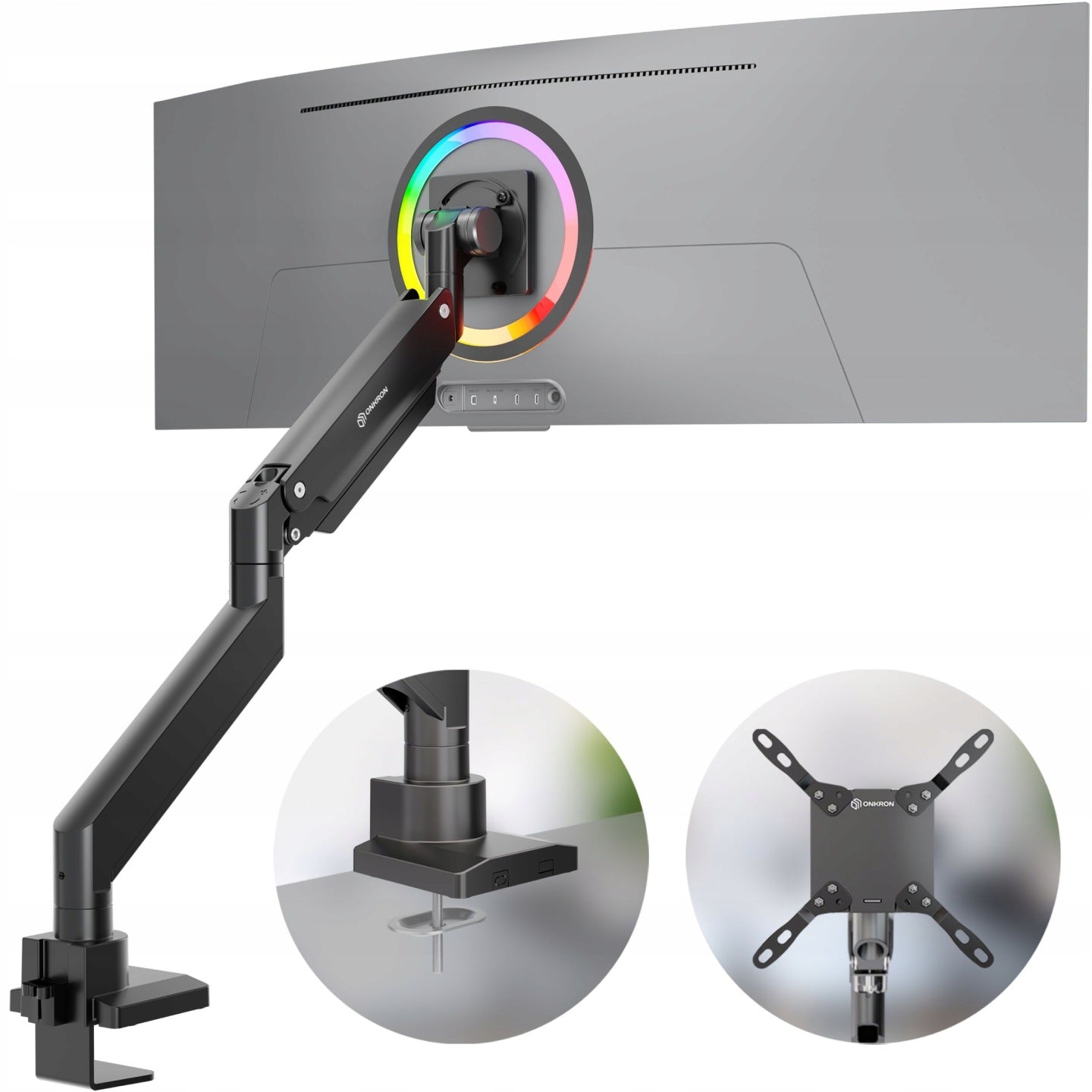 Uchwyt na monitor biurkowy gazowy przegubowy 17-57 cali 27 kg Onkron G130-B