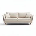 Sofa tapicerowana w kolorze jasnym z poduszkami 200 x 90 x 85cm