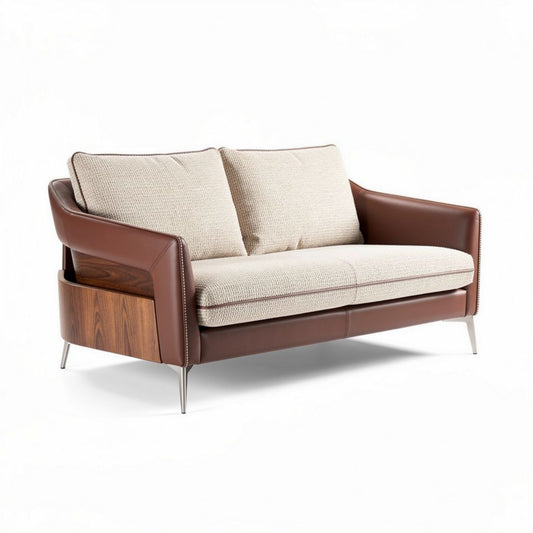 Sofa dwuosobowa brązowa z poduszkami o wymiarach 180 x 80 x 90cm