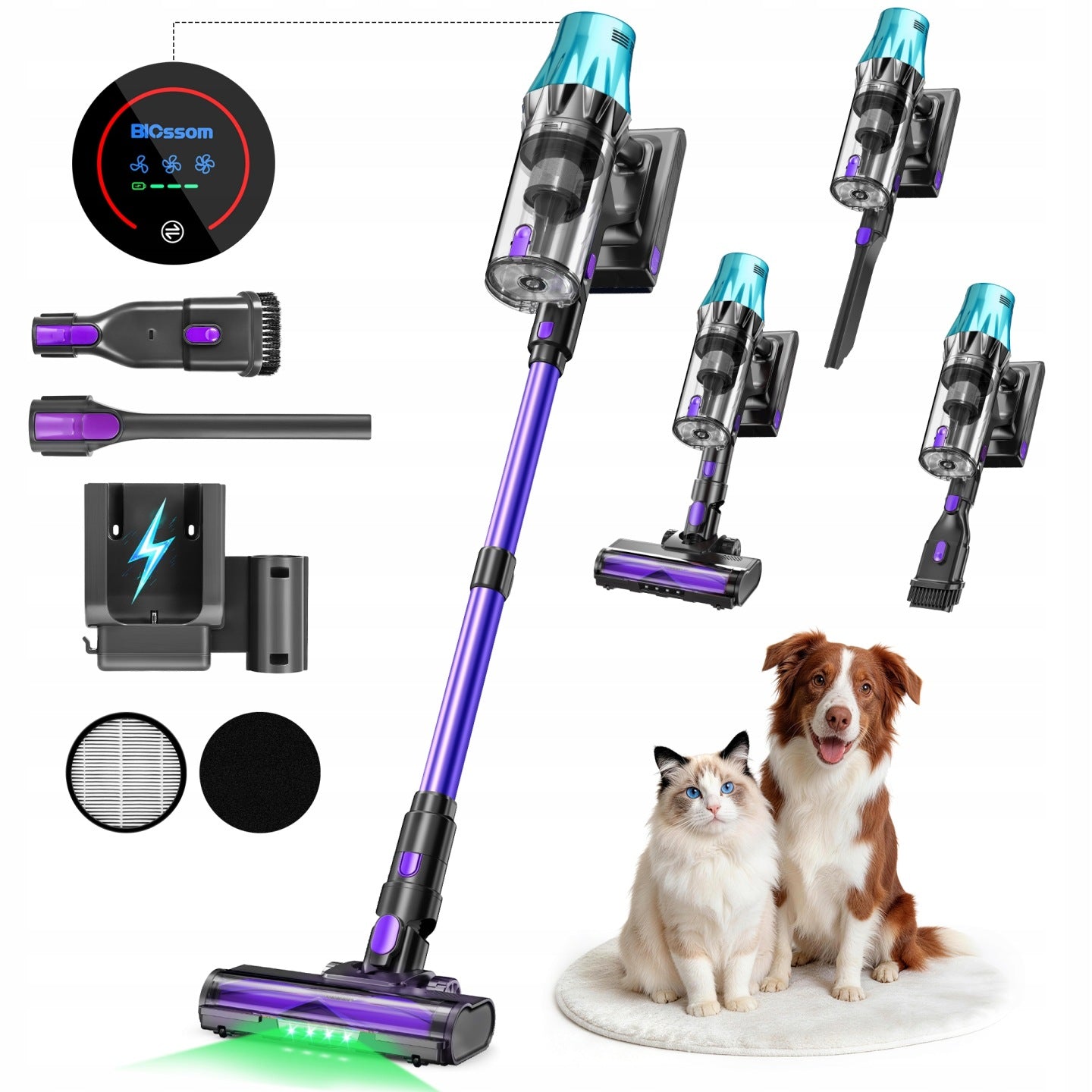 Odkurzacz pionowy Blossom V20 650W 55000PA żółty/złoty(Upright vacuum cleaner Blossom V20 650W 55000PA yellow/gold/600 W)