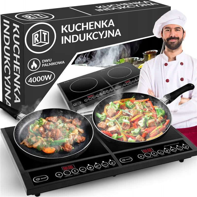 RETOO KUCHENKA INDUKCYJNA DWUPALNIKOWA PŁYTA INDUKCYJNA ELEKTRYCZNA MOCNA 4000W